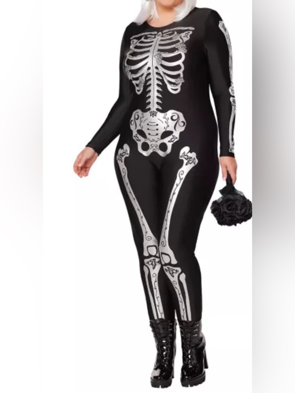 Spirit Skeleton Jumpsuit Costume Adult Medium Day of the Dead Halloween Black
